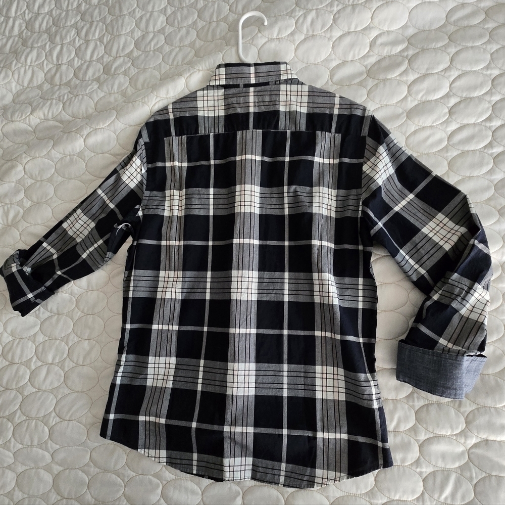 Banana Republic Untucked Slim Fit Shirt Mens M Plaid Button Up New Cuff Sleeve - Picture 3 of 8